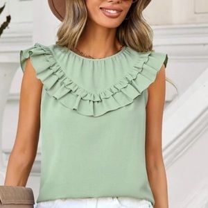 Wiholl Sleeveless Pullover Blouse Women's Size Medium Mint Green